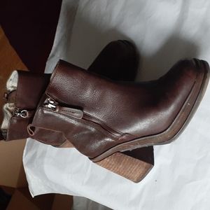 Brown Ankle Boots with Block Heel